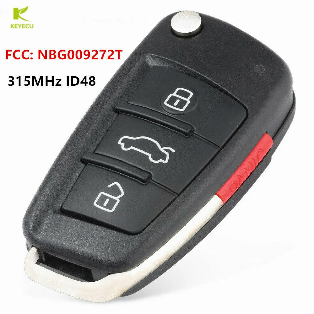 

KEYECU Replacement Remote Flip Key 4Button 315MHZ ID48 FCC: NBG009272T for Audi A2 A3 A4 A6 A8 TT Quattro S3 S6 S8 Q7 R8 S5 RS4