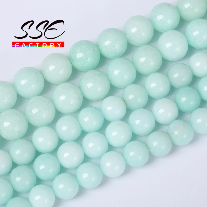 Wholesale Natural Stone Beads Blue Amazonite Round Loose Spacer agates Beads 4MM 6MM 8MM 10MM 12MM For Bracelet Necklace Making