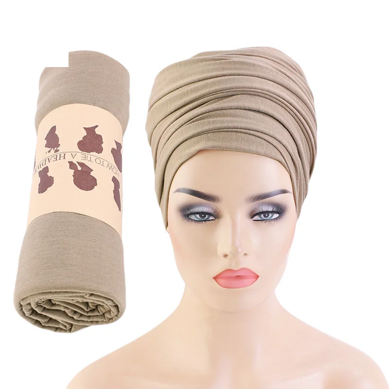 African Head Wraps for Women Pretied Magic Turban Stretch Headband Hijab Caps Muslim Wrap Cotton Inner Bonnet Ready To Wear