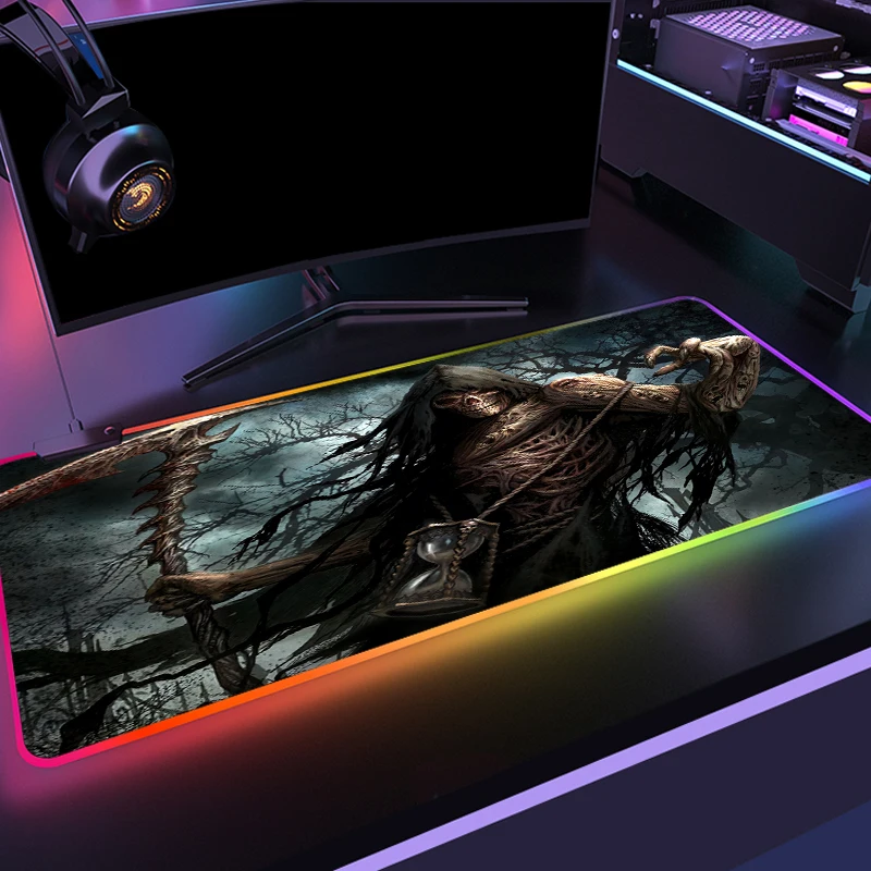 LED Light Gaming Mouse Pad RGB Reaper Computer Mousepad Gamer Carpet Waterproof Mause Pads Desk Play Mat with Backlit