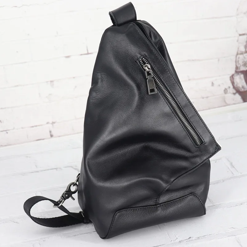 Natural Genuine Leather Crossbody Bags Male Anti-theft Shoulder Messenger Bags Fashion Daily Large Men Bag Short Trip Chest Pack