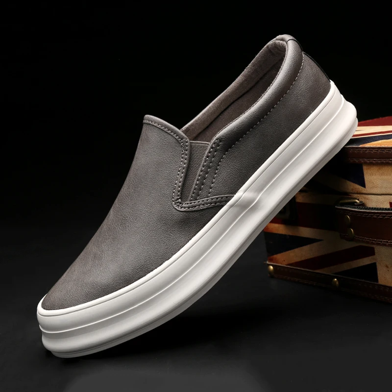 Men Casual Shoes Fashion Leather Men Loafers Moccasins Slip On Men\'s Flats Loafers Thick bottom Shoes A21-101