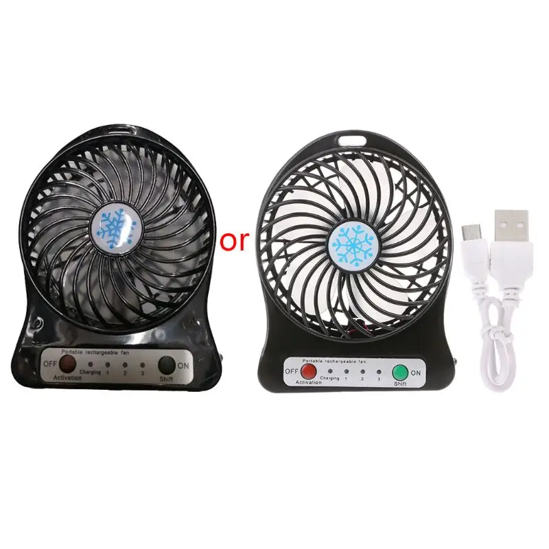Miniventilador portátil con luz LED, Enfriador de aire para escritorio, USB, recargable, ABS, portátil, para oficina y hogar al aire libre