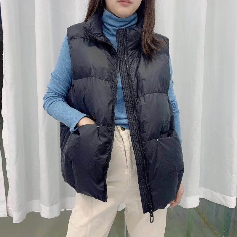 Max LuLu-Parkas de plumón de pato blanco cálido para mujer, chaleco informal holgado con bolsillos, chalecos Vintage, moda de diseño británico, invierno 2021