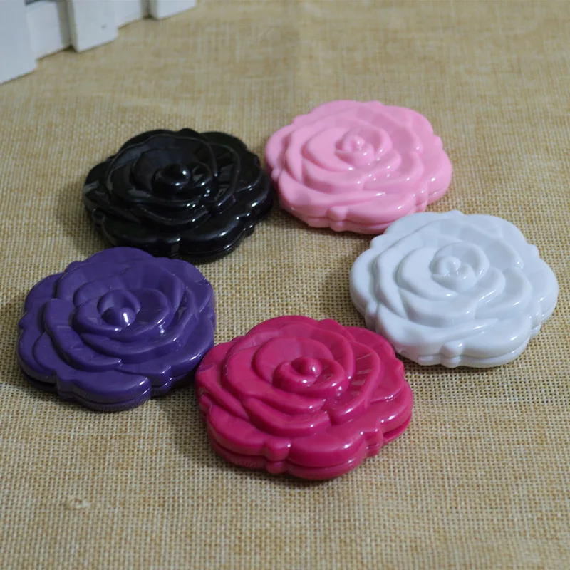 Mini Vintage Retro Rose Flower Shape 3D Stereo Double Sided Cosmetic Makeup Compact Mirror 4 Colors choose