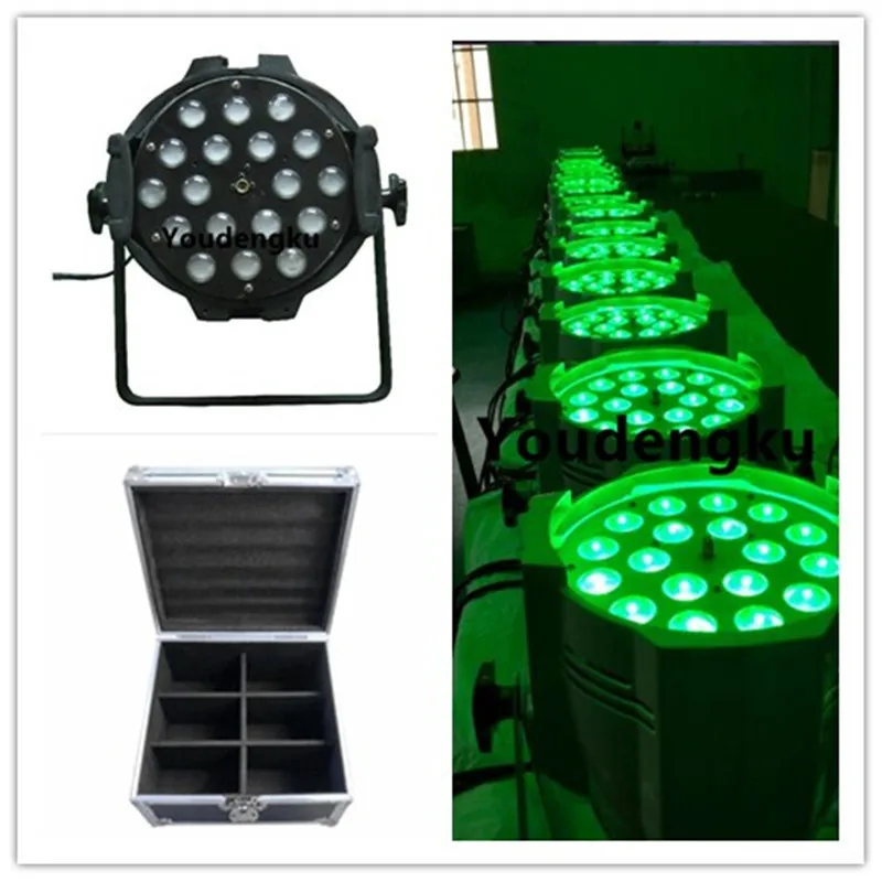 

6pcs with flightcase par led 18 led zoom wash par stage light whole sale 18 x 10w rgbw 4-in-1 zoom par for nightclub lighting