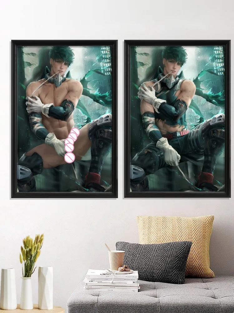 Izuku Midoriya Cartoon Sexy Nude Male Anime Art-Poster Decor Home Wall Custom Bedroom Living-Room Picture