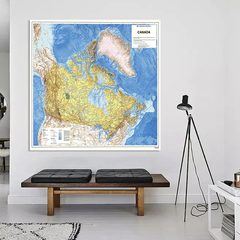 1983 The Canada mappa politica 150*150cm Poster da parete retrò tela Non tessuta pittura materiale scolastico soggiorno decorazioni per la casa