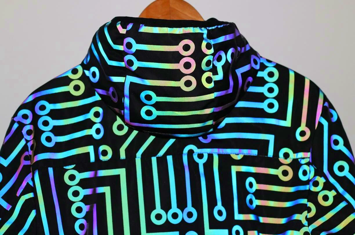 Men Geometric Circuit Lines Colorful Reflective Jackets Hip Hop Windbreaker Men's Reflect Light Casual Coats Jaqueta Masculina 157 H66f86a9b8c984d49a25548a1d518a378b