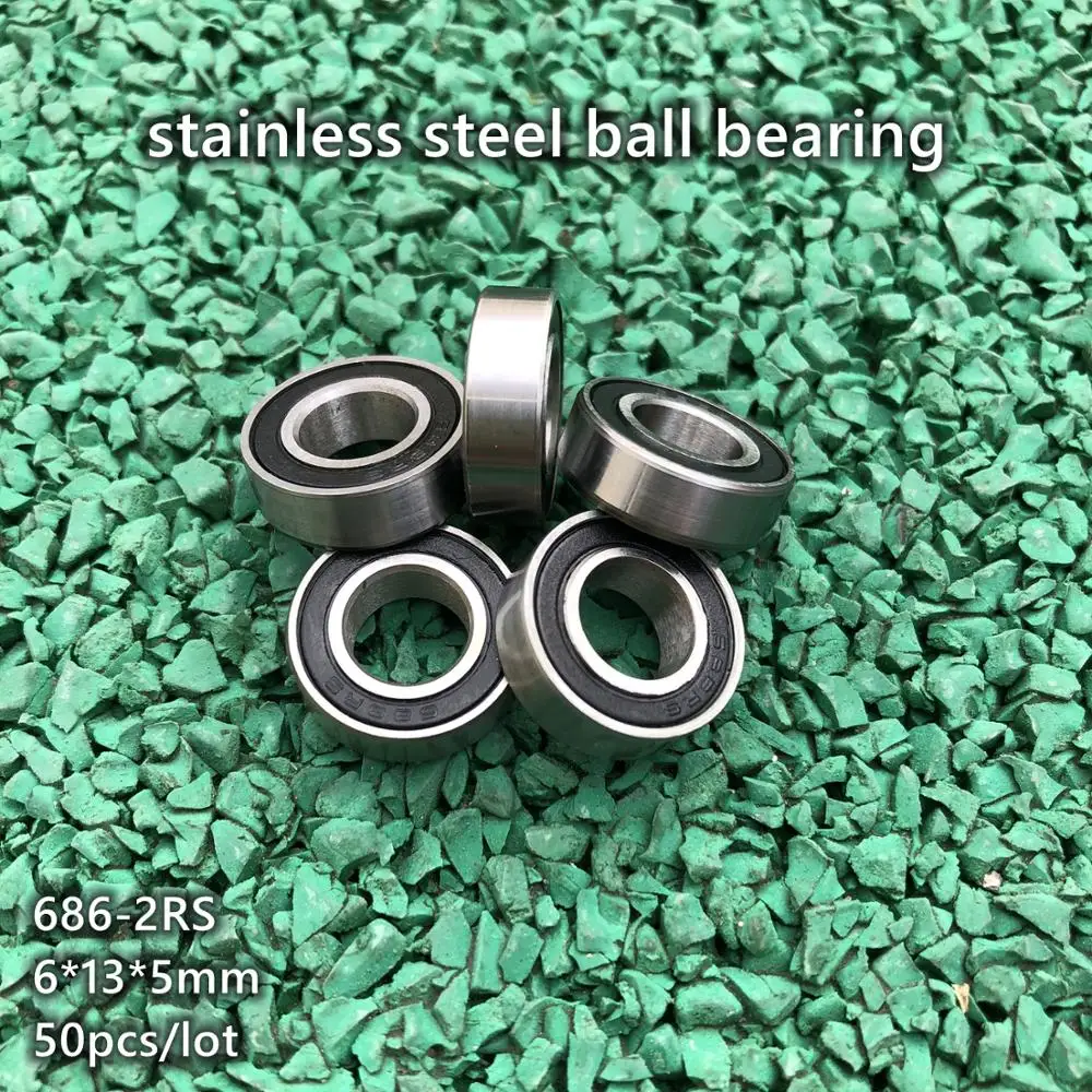 

50pcs/lot ABEC-5 S686-2RS S686RS 6*13*5 stainless steel deep groove ball bearing 6x13x5 mm