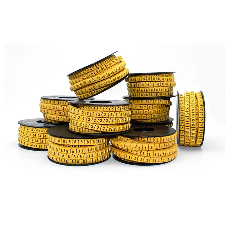 10 Rolls 1mm - 6mm Square Wire Cable Marker Cable Sleeve PVC Number 0-9 1.5mm 2.5mm 4mm 6mm