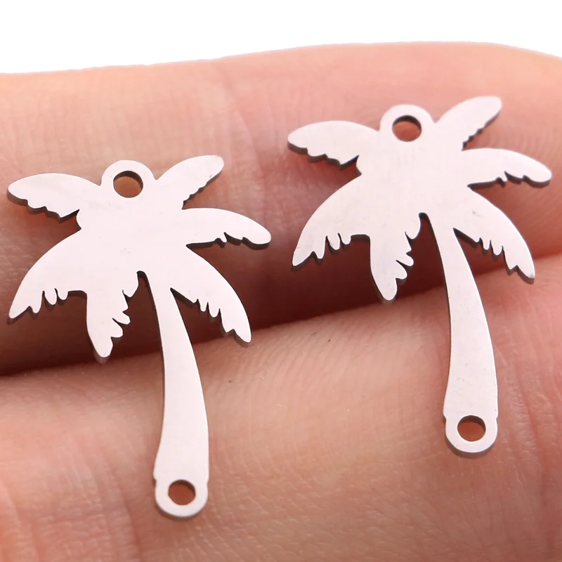 5pcs Women Dainty Gold Palm Tree Necklace Stainless Steel Coconut Pendant Necklaces Minimalist Plant Charms for Jewelry Making image 3