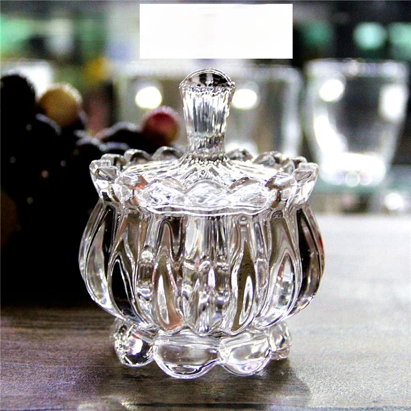 European-style Crystal Glass Ashtray with Lid Mini Household Ashtray Amber Candy Storage Jar Living Room Tea Table Decoration