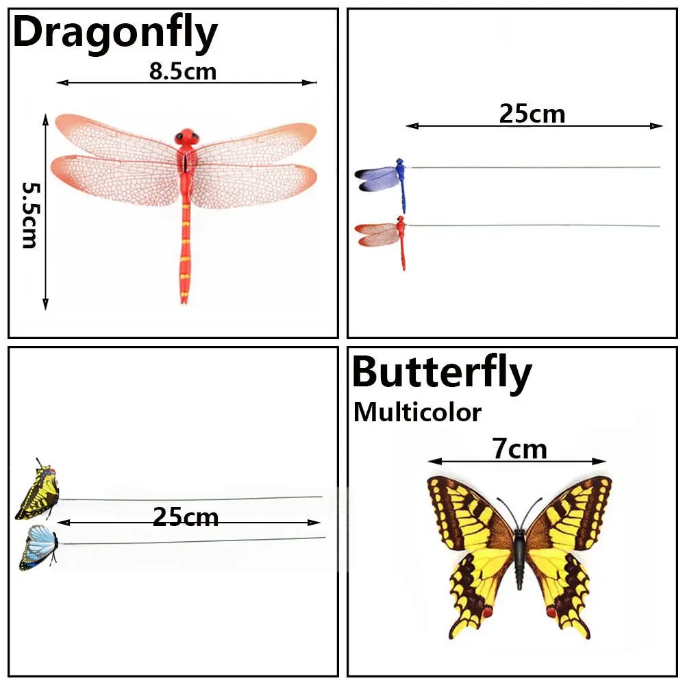 5/10 шт., искусственные стрекозы-бабочки для украшения сада