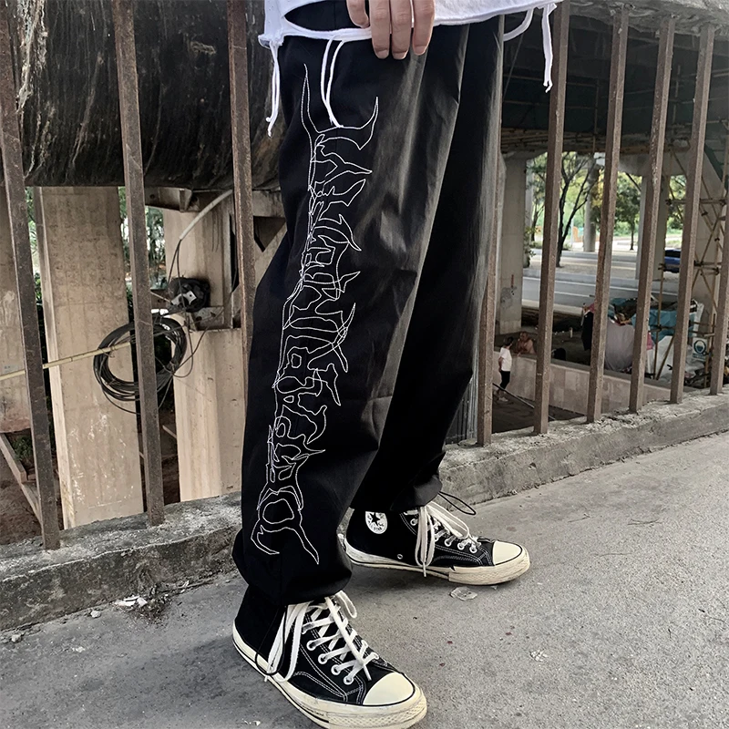 

TDFR Letters Embroidered Track Pants Mens Streetwear Loose Joggers Men Old School Joggpants Sports Trousers