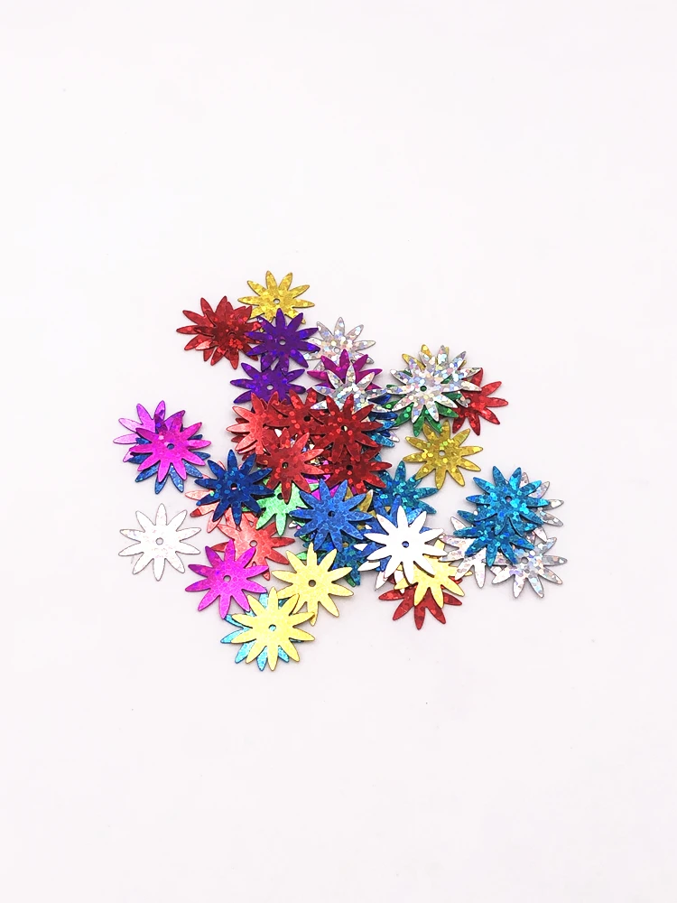 50Pcs/Pack 18mm Needle Flower Sequins Laser Mixed Sequin PVC Paillettes Sewing Wedding Craft DIY Garment Lentejuelas Accessories