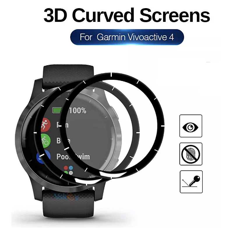 100PCS 3D Curved Soft Screen Protector for Garmin Vivoactive 4s Active S Full Cover Smart Watch Protective Film (Non Glass)