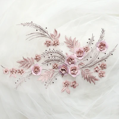 2 - 4 Pezzi/lottp 17 colori 3D Abito Da Sposa Applique FAI DA TE Copricapo Da Sposa Avorio Bianco Colletto di Pizzo Tessuto di Pizzo Patch RS90