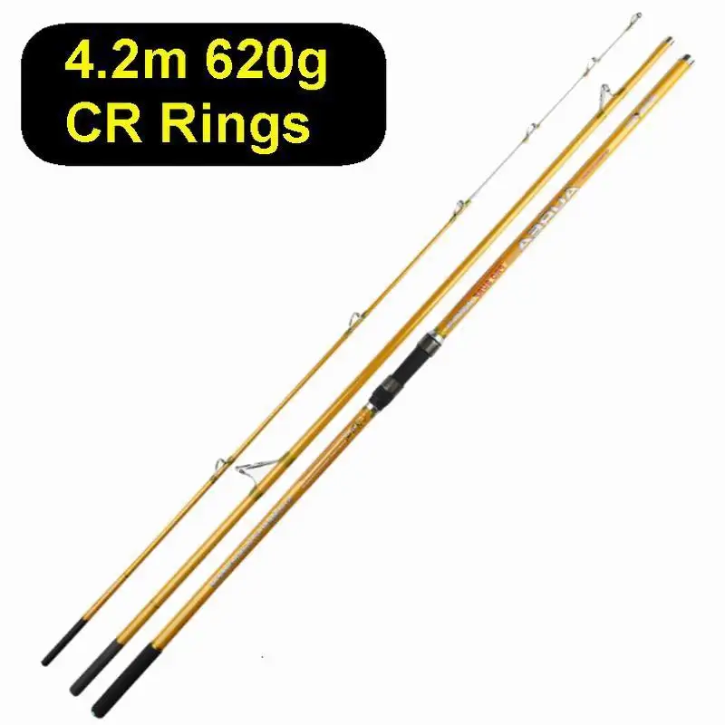 

ZZ09 Golden CR Line Hole Rings 4.2M 620g Carbonfiber SurfCasting Surf Casting Fishing Rod Tip-Butt Dia 3.2-24mm Bait 100-250g