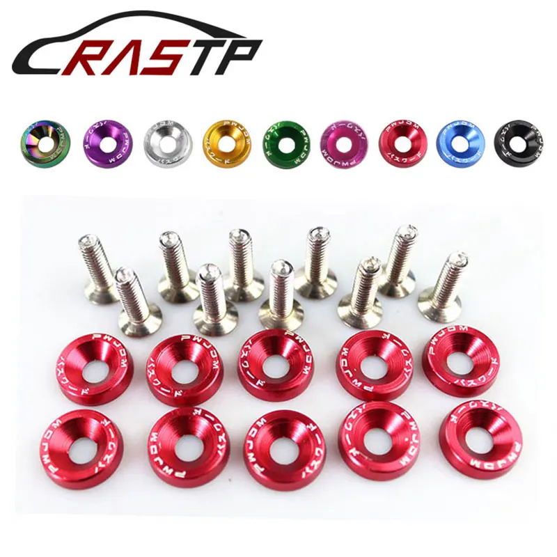 JDM Style Aluminum Fender Washers (10pcs/Pack) and M6 Bolt For Honda Civic Integra RSX EK EG  License Plate Bolts  RS-QRF002