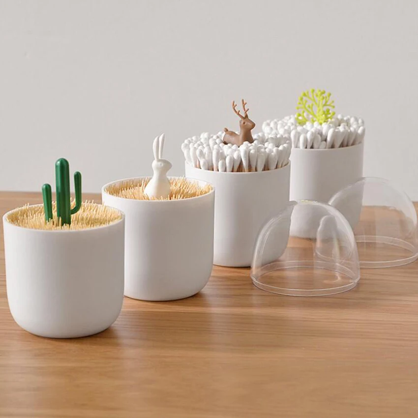 Cute Mini Toothpick Holders Creative Dustproof Cotton Swab Case With Lid, Home Living Room Toothpick Box Container Storage Boxes