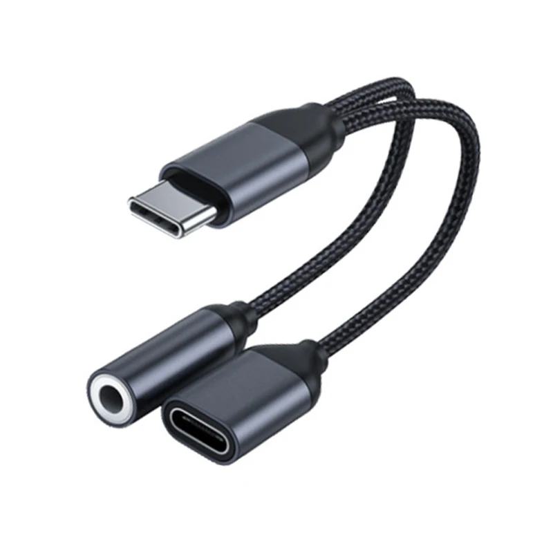 Adapter USB C 2 en 1 a 3,5mm, con cargador, tipo 3,5mm, auriculares