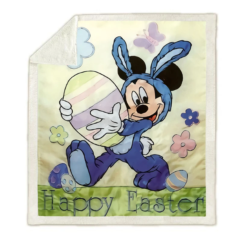 

Fleece Blanket Mickey Easter Blanket Colorful Eggs Nap Blanket Soft Comfortable Plush Easter Blankets Warm Sofa Bed Sheets