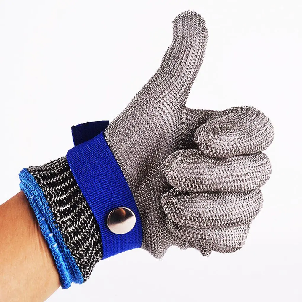 Guantes de trabajo de seguridad con botón, antiarañazos, para cocina, carnicero, 1 unidad