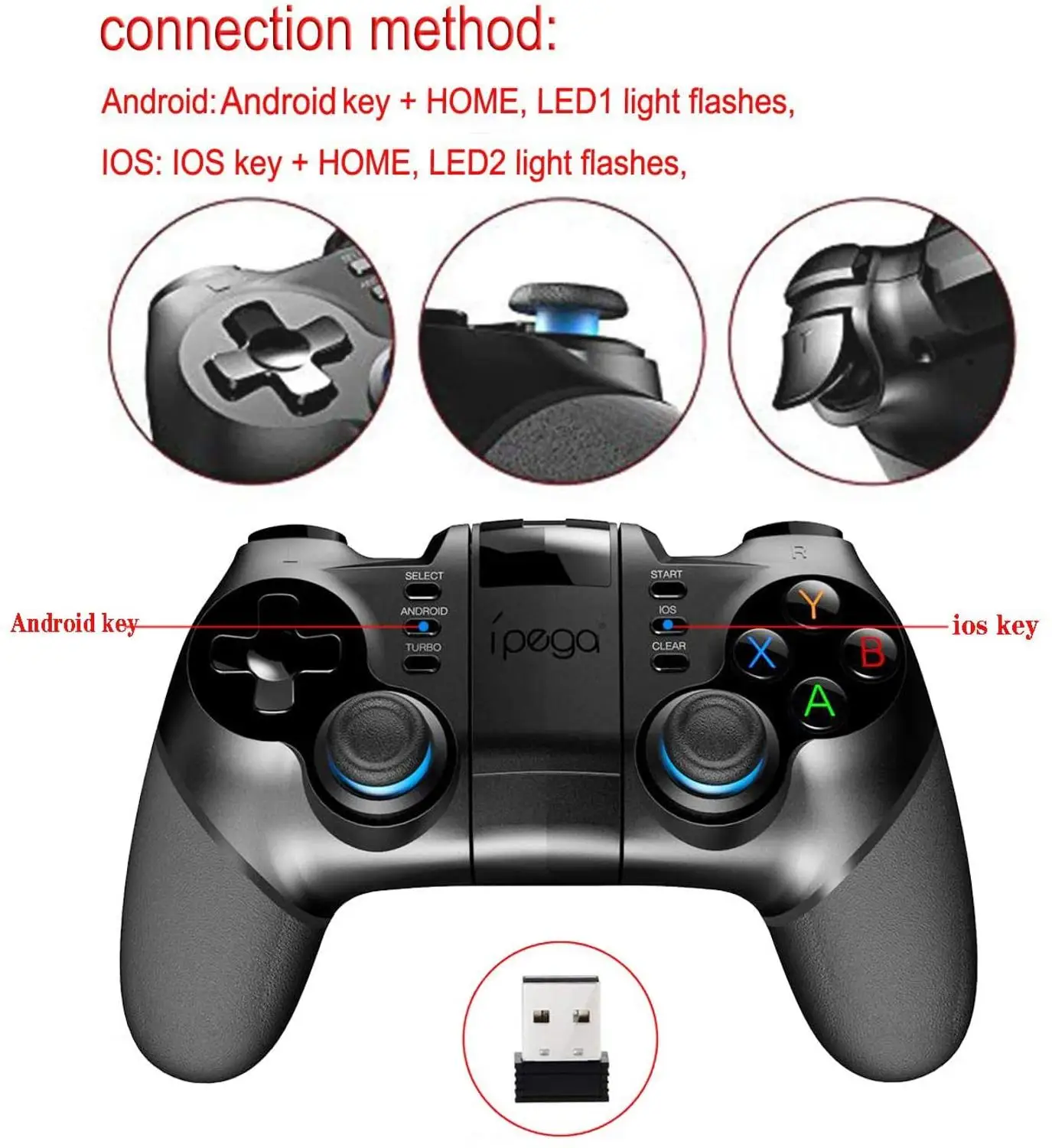 ipega PG-9156 PUBG King's Glory Wireless 4.0 2.4G Gamepad Controller Android Cell Phone PC Hand Free Fire