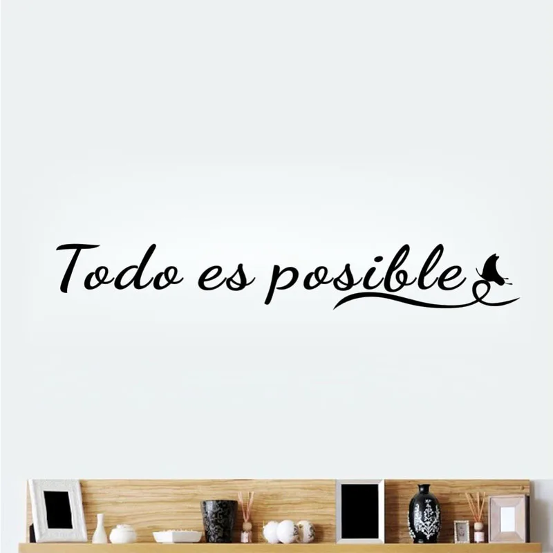 Everything Is Possible Wall Sticker Spanish Motivational Quote Wall Decals Home Decor Removable Vinyl Wall Art Murals Decoration