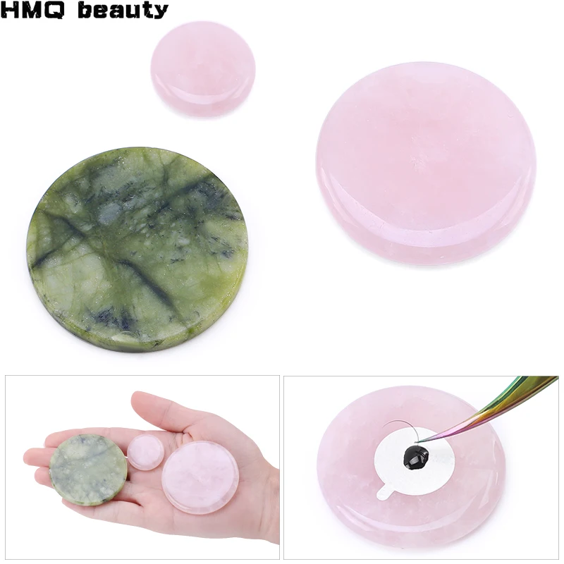 Glue Pallet Eyelashes Extensions Jade Stone Drop Shipping Pink Durable Useful False Eye Lashes Glue Pad Holder Makeup Tools