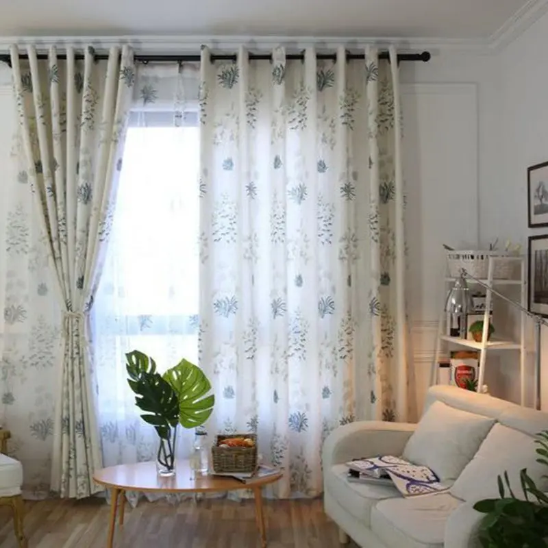 

American Bucolic Curtains For Living Room Para Salon Cortinas Rideau Minimalist шторы фатин Country Retro Daffodils Curtain 2021