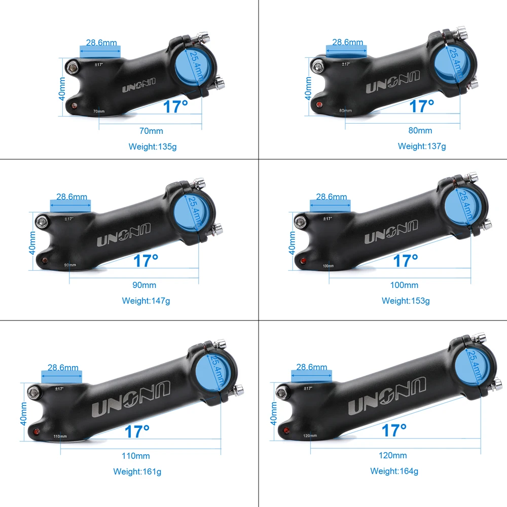 UNO-Manillar ultraligero para bicicleta de montaña y carretera, potencia de 25,4mm, 7, 17 y 35 grados