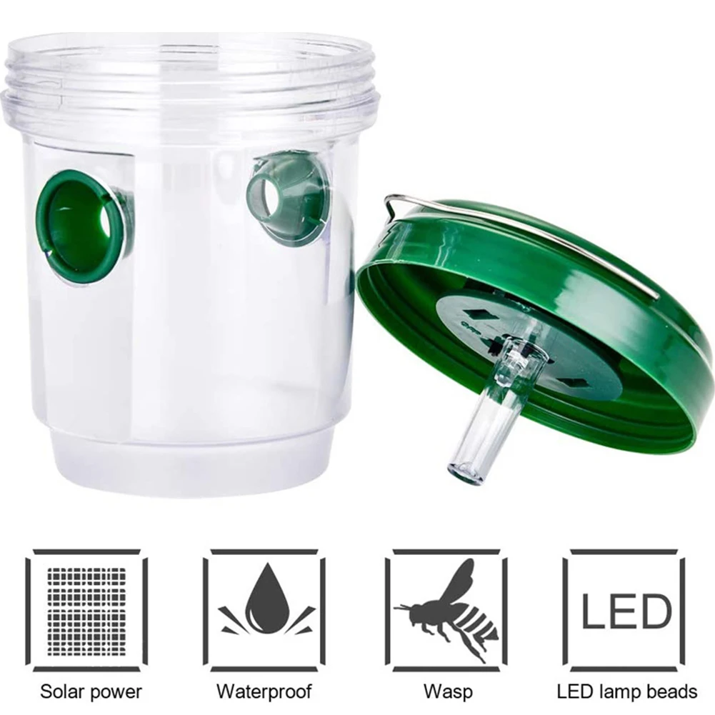 1PCS Solar Powered Wasp Trap Fruit Fly Trap for Wasp Bees Hornets with Double Entry Wasp Killer for Outdoor Garden Park