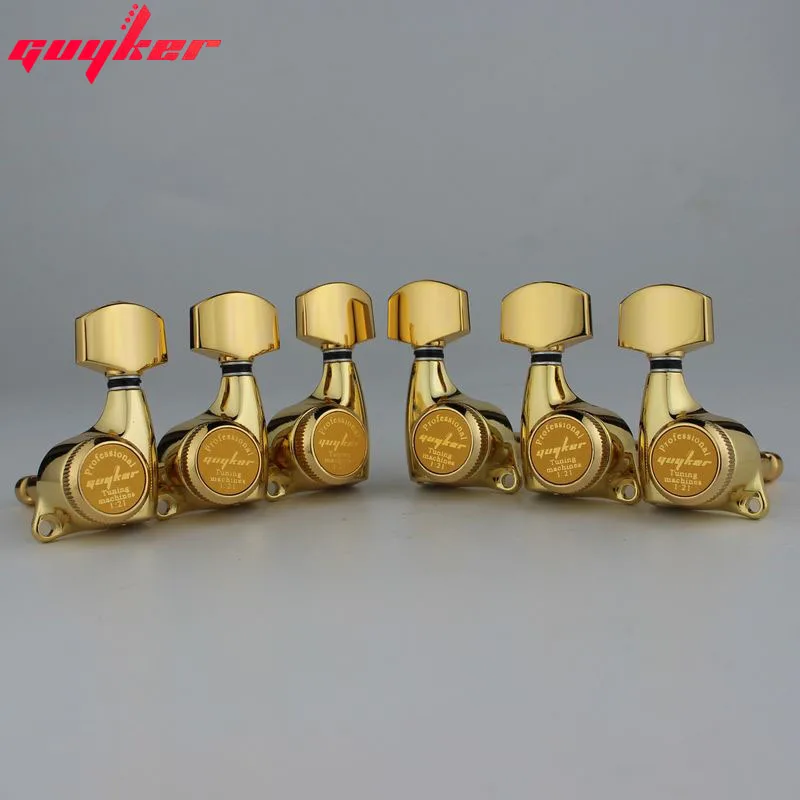 GUYKER Guitar Locking Tuners Machine Heads Tuners 3R3L Gear ratio 1:21 Lock Tuning Pegs for LP SG Electric Guitars Gold