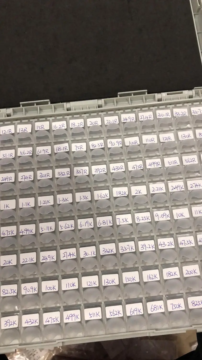 Caja de muestra de chip de resistencias SMT SMD de 128 cuadrículas, 0402, 0603, 0805, 1206, 1%, 1R ~ 2M ohm, condensador de resistencia, acepta el