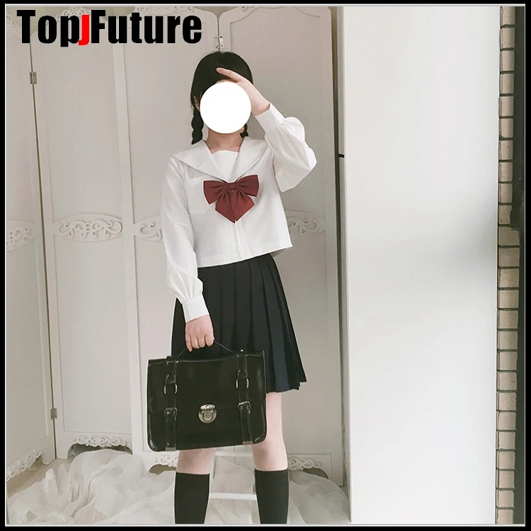 Weiß Orthodoxen college stil Japanischen student uniform JK Uniform anzug sommer anzug orthodoxe sailor anzug plissee rock klasse anzug