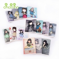 Hand Dyed Symmetrical Positioning Cotton Canvas Fabric,Cute Girls,For DIY Sewing&Quilting Purse,Book Cover Decoration Material