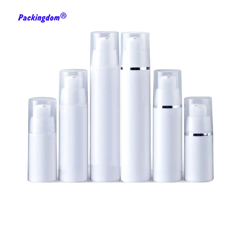 10pcs 빈 Airless 병 펌프 에멀젼 튜브 컨테이너 화이트 진공 로션 병 리필 되나요 화장품 포장 15ml 30ml 50ml