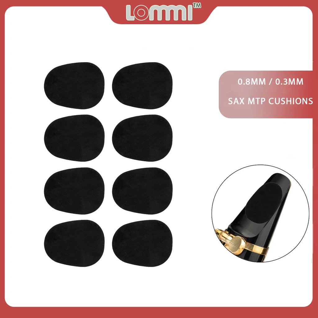 LOMMI 0.3mm 0.8mm 8pcs Durable Alto Rubber Saxophone Sax Blowing Mouthpiece Pads Patches Rubber Cushions Saxophone Pads Black