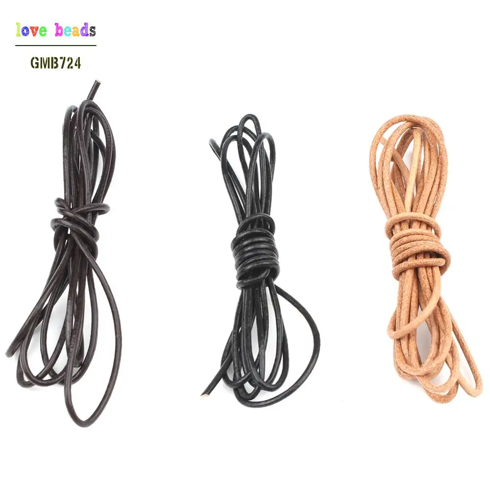 New 3 Color 5M Round Leather 1.0-3.0mm Wide Cowhide Leather Rope DIY For Jewellery Making Bracelet Necklace Fashion Accessories