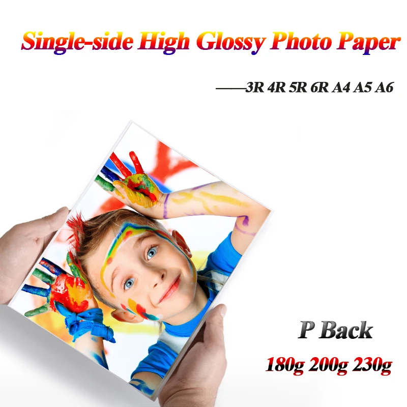 

Photo Paper 3R 4R 5R 5R A4 A5 A6 100 sheets For Inkjet Printer High Glossy Photographic Coated Printing Paper