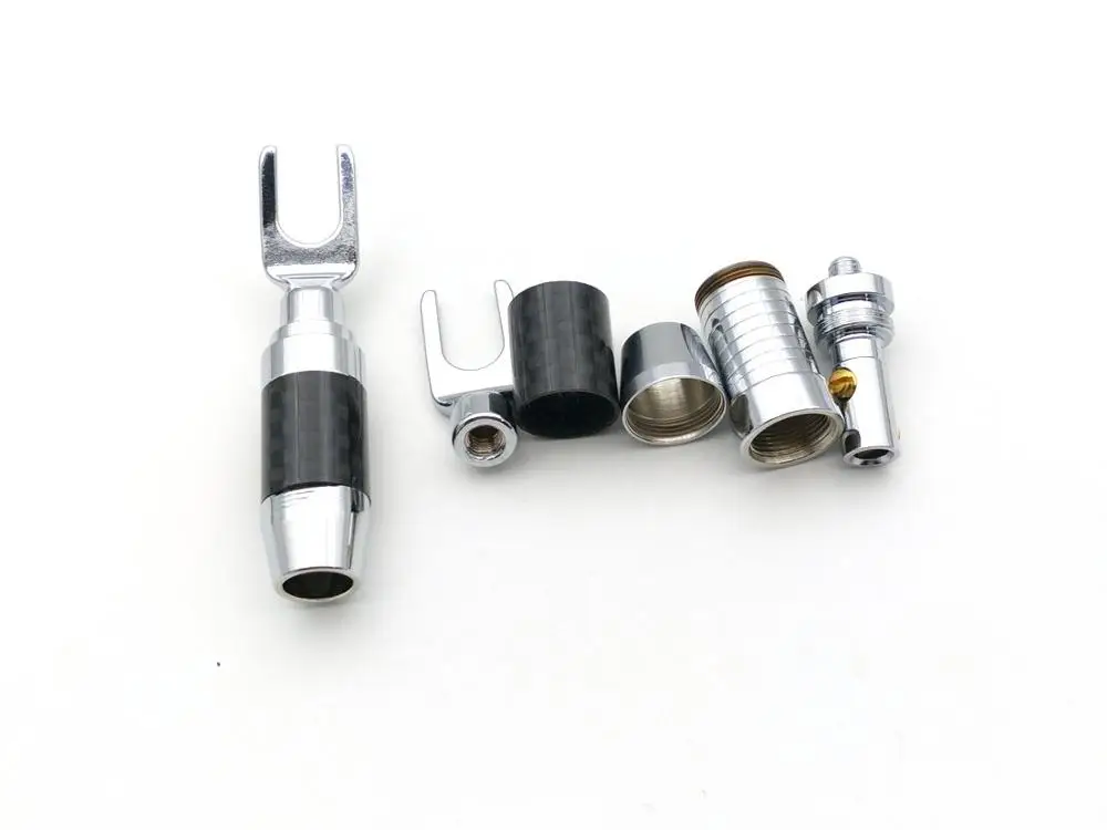 10pcs Koper Rhodium Plated Speaker Spade Plug Banaan Plug Schroef Type Audio connector