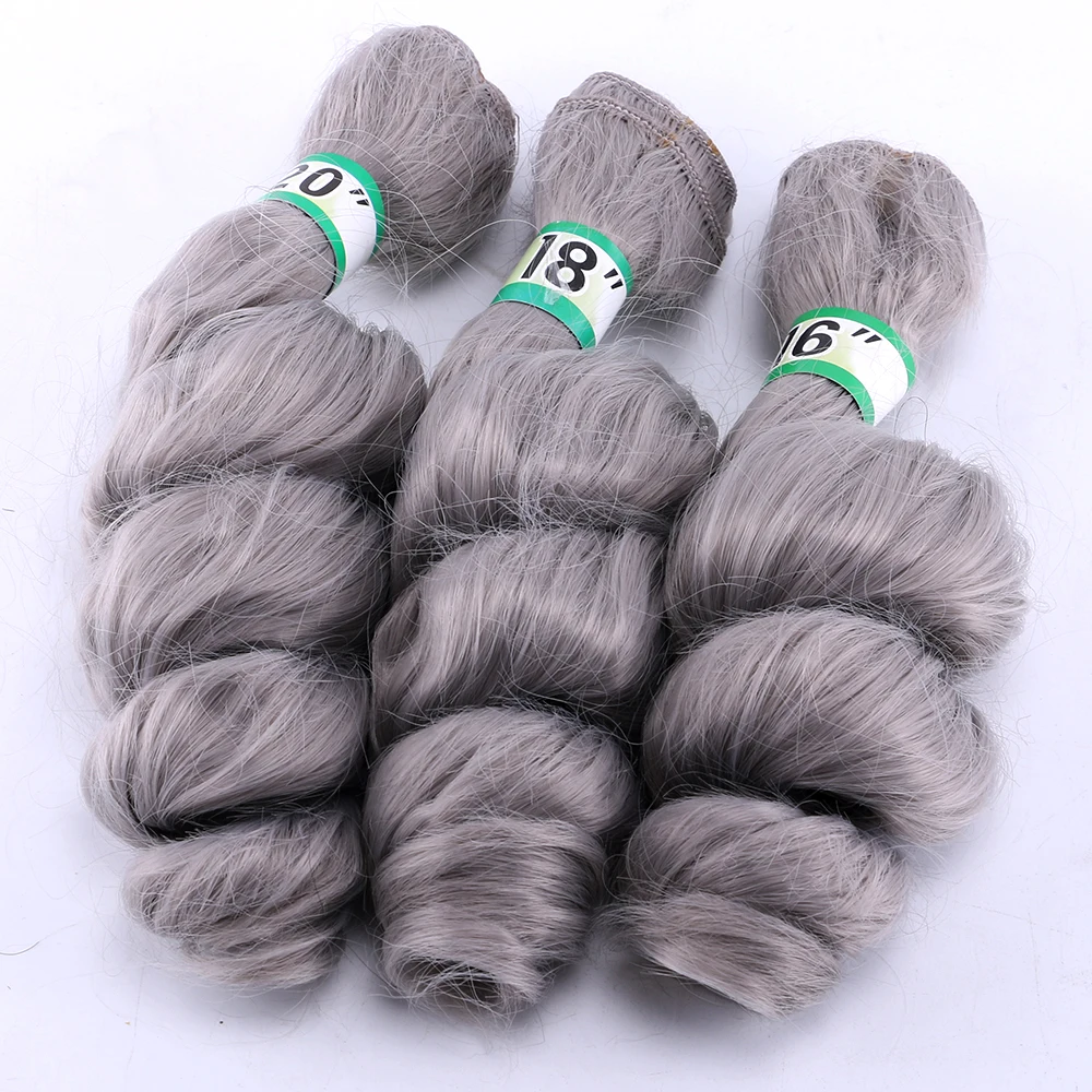 FSR-mechones de pelo sintético para mujeres negras, pelo ondulado suelto, Color marrón, rosa y gris, 70 g/unidad