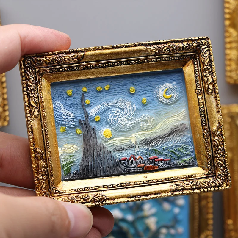 World famous painting Van Gogh painting Picture frame 3d fridge magnets starry sky sunflower siesta refrigerator stickers gifts