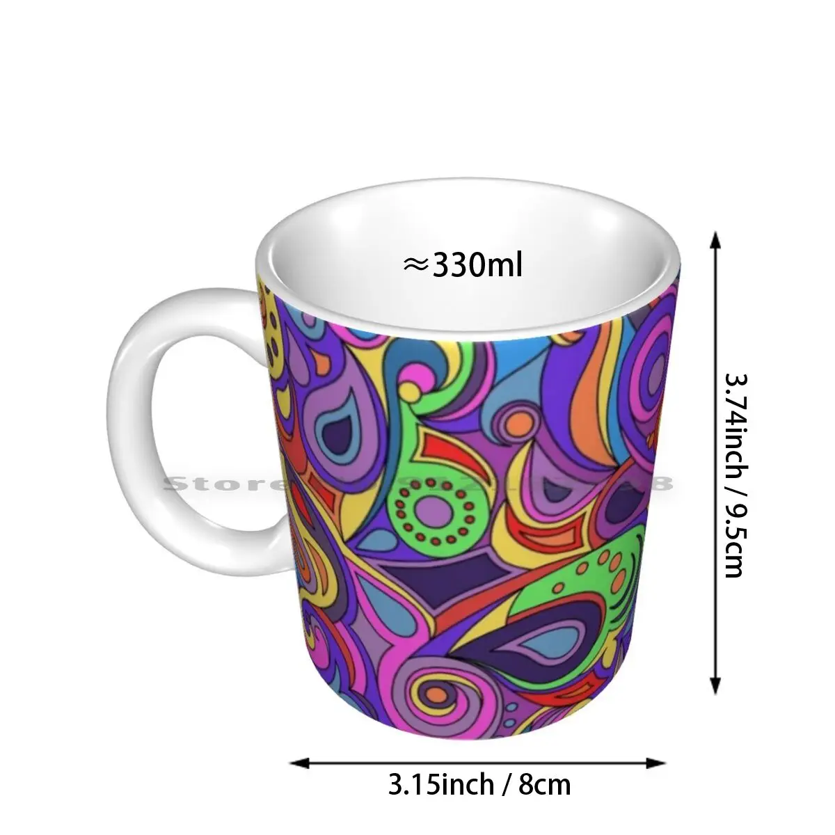 Groovy Psychedelic Hippy Paisley Pattern Ceramic Mugs Coffee Cups Milk Tea Mug Swinging Sixties Retro Groovy Funky Psychedelic