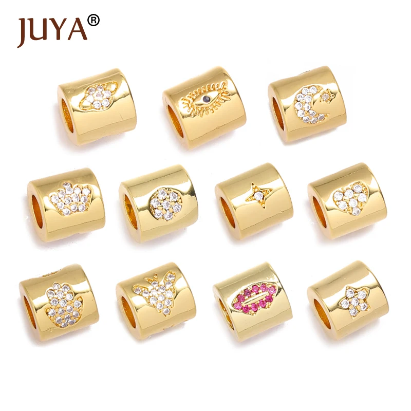 JUYA Cooper Spacer Beads Heart Evil Eyes CZ Beads for Women Necklace Bracelet Jewelry Making Findings Hand Made DIY Accessories