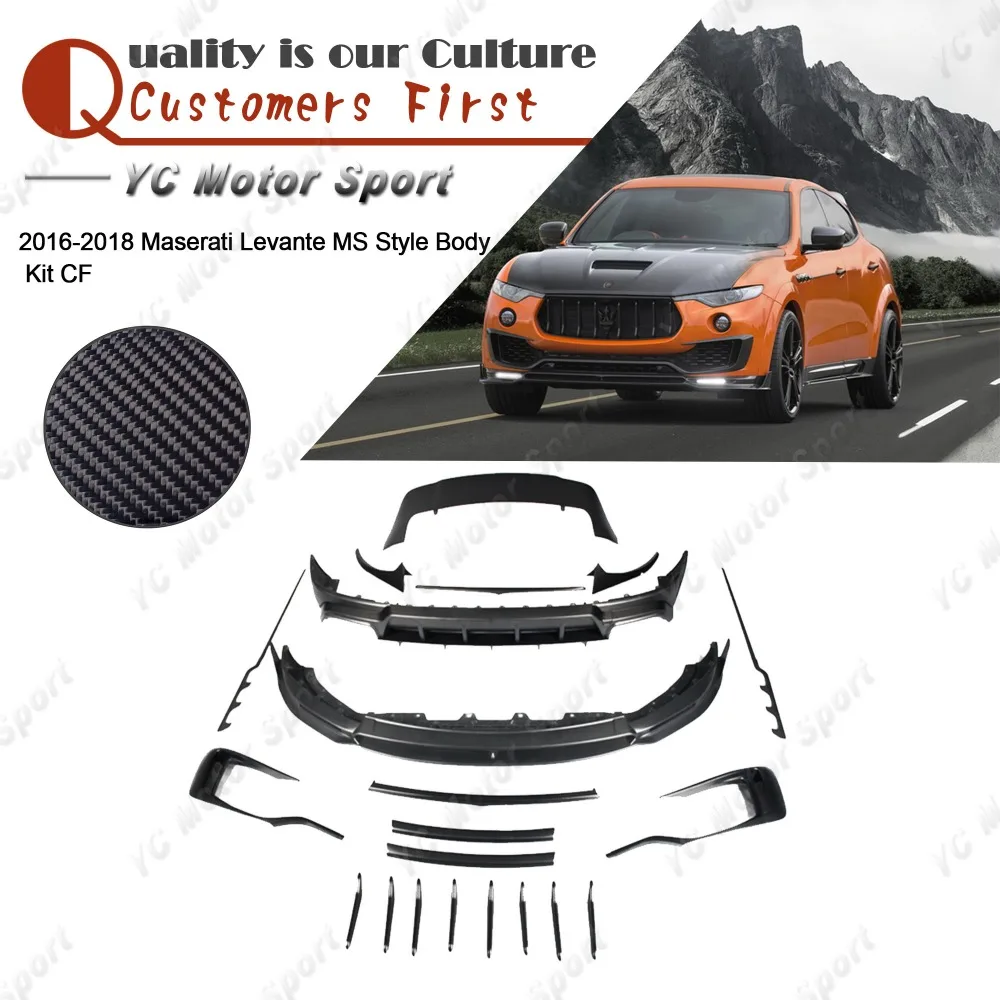 Car Accessories Carbon Fiber MS Style Body Kit Fit For 2016-2018 Levante Front Lip Splitter Fender Rear Diffuser Roof Wing