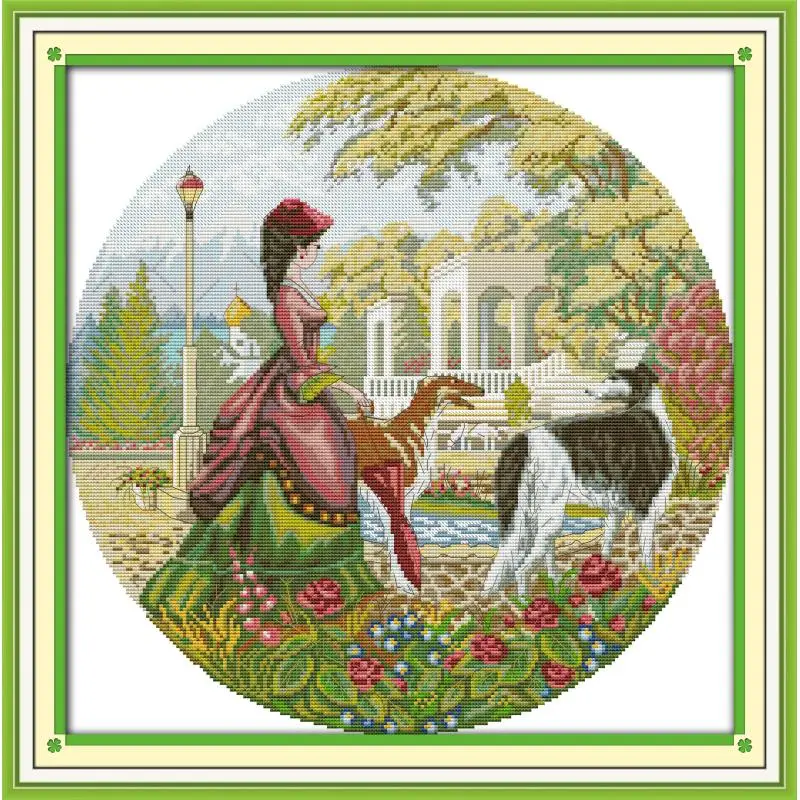 Della signora e Del Cane DMC Conteggio Punto Croce Kit 11CT 14CT della Tela di Canapa Stampata Punto Croce FAI DA TE Kit di Ricamo Decorazione Della