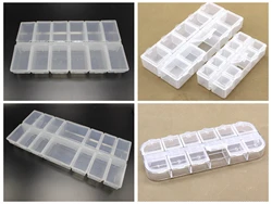 Clear Plastic Organizer Case 10 12 14 Compartments Jewelry Beads Display Storage Box plastic storage box